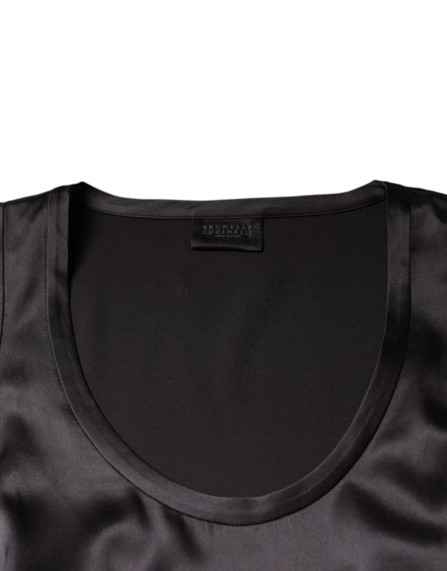 Brunello Cucinelli Black Silk Blend Sleeveless Tank Top TSH86789-38