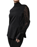 Brunello Cucinelli Black Silk Blend Long Sleeves Blouse Top TSH86798-44