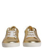 Dolce & Gabbana Gold Leather Logo London Men Sneakers Shoes MV6519-41.5