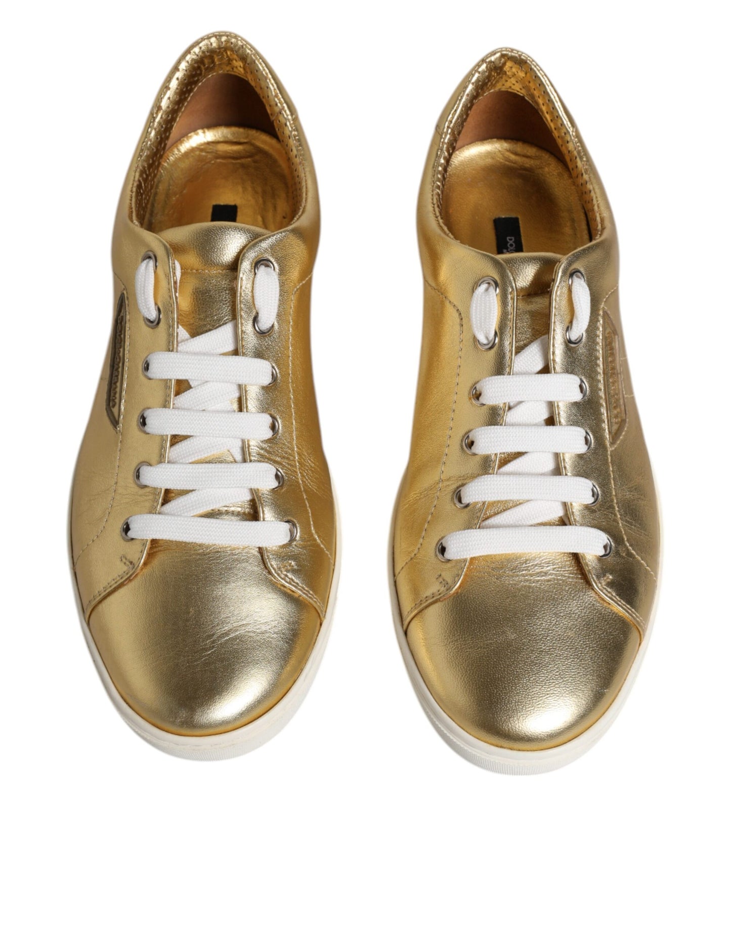 Dolce & Gabbana Gold Leather Logo London Men Sneakers Shoes MV6519-41.5