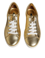 Dolce & Gabbana Gold Leather Logo London Men Sneakers Shoes MV6519-41.5