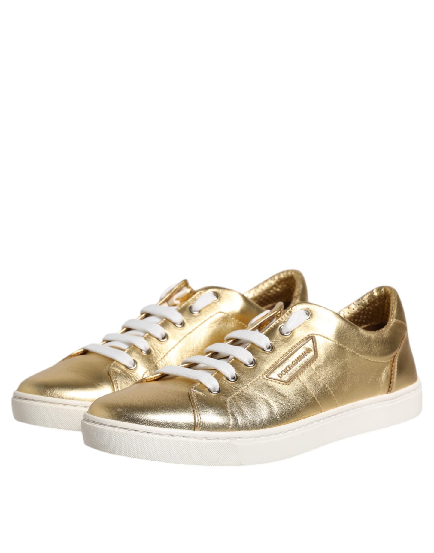 Dolce & Gabbana Gold Leather Logo London Men Sneakers Shoes MV6519-41.5