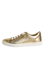 Dolce & Gabbana Gold Leather Logo London Men Sneakers Shoes MV6519-41.5