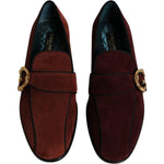 Dolce & Gabbana Bordeaux Suede Loafers Formal Men Dress Shoes