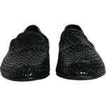Dolce & Gabbana Black Woven Leather Slip On Loafers Shoes