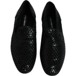Dolce & Gabbana Black Woven Leather Slip On Loafers Shoes