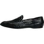 Dolce & Gabbana Black Woven Leather Slip On Loafers Shoes