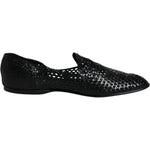 Dolce & Gabbana Black Woven Leather Slip On Loafers Shoes