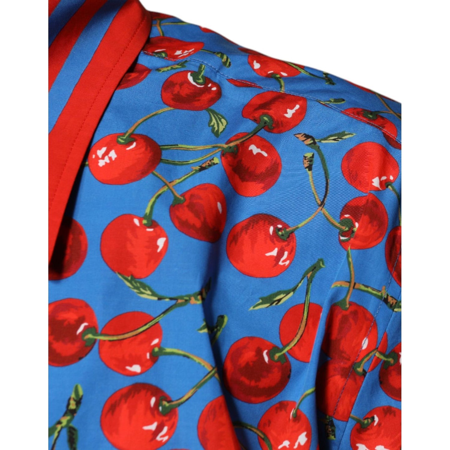 Dolce & Gabbana Blue Cherry Cotton Button Down Casual Shirt TSH87289-41