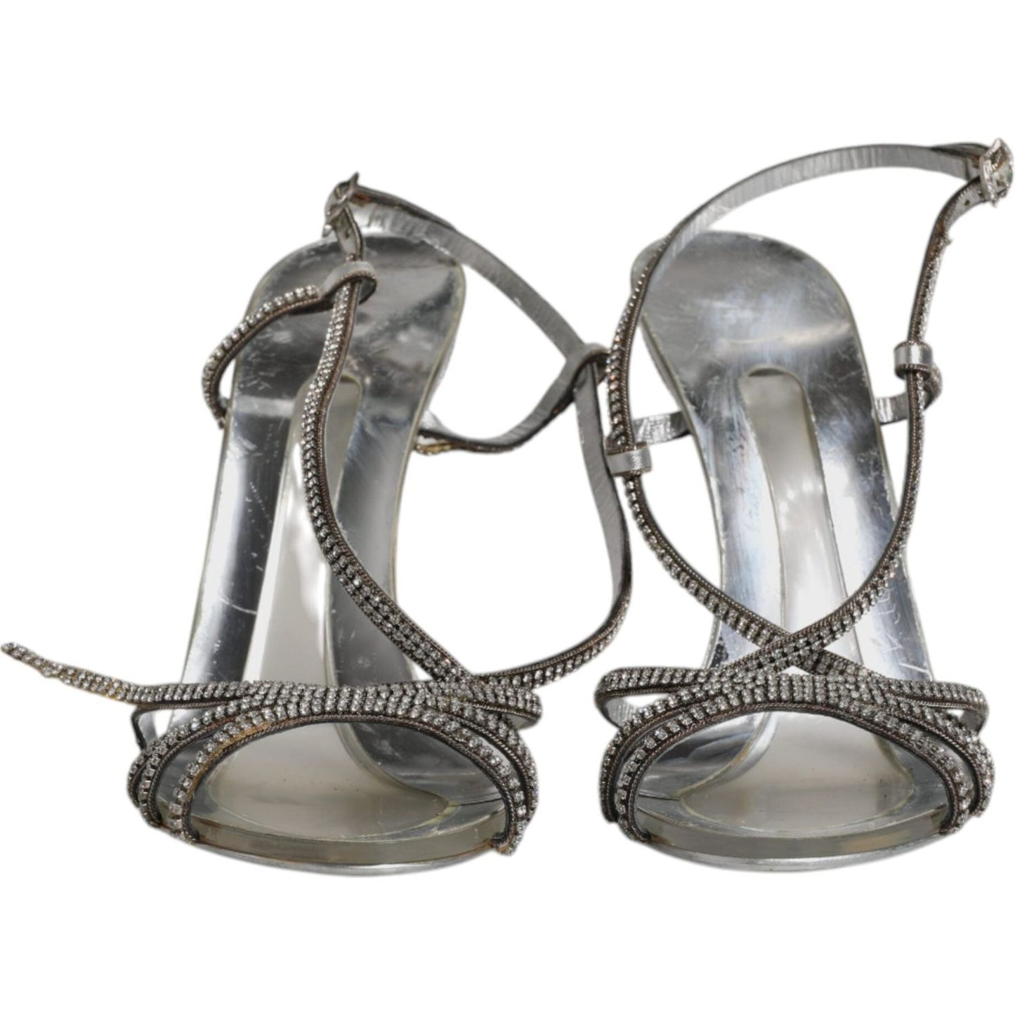Dolce & Gabbana Silver Crystal Slingback KEIRA Sandals Shoes