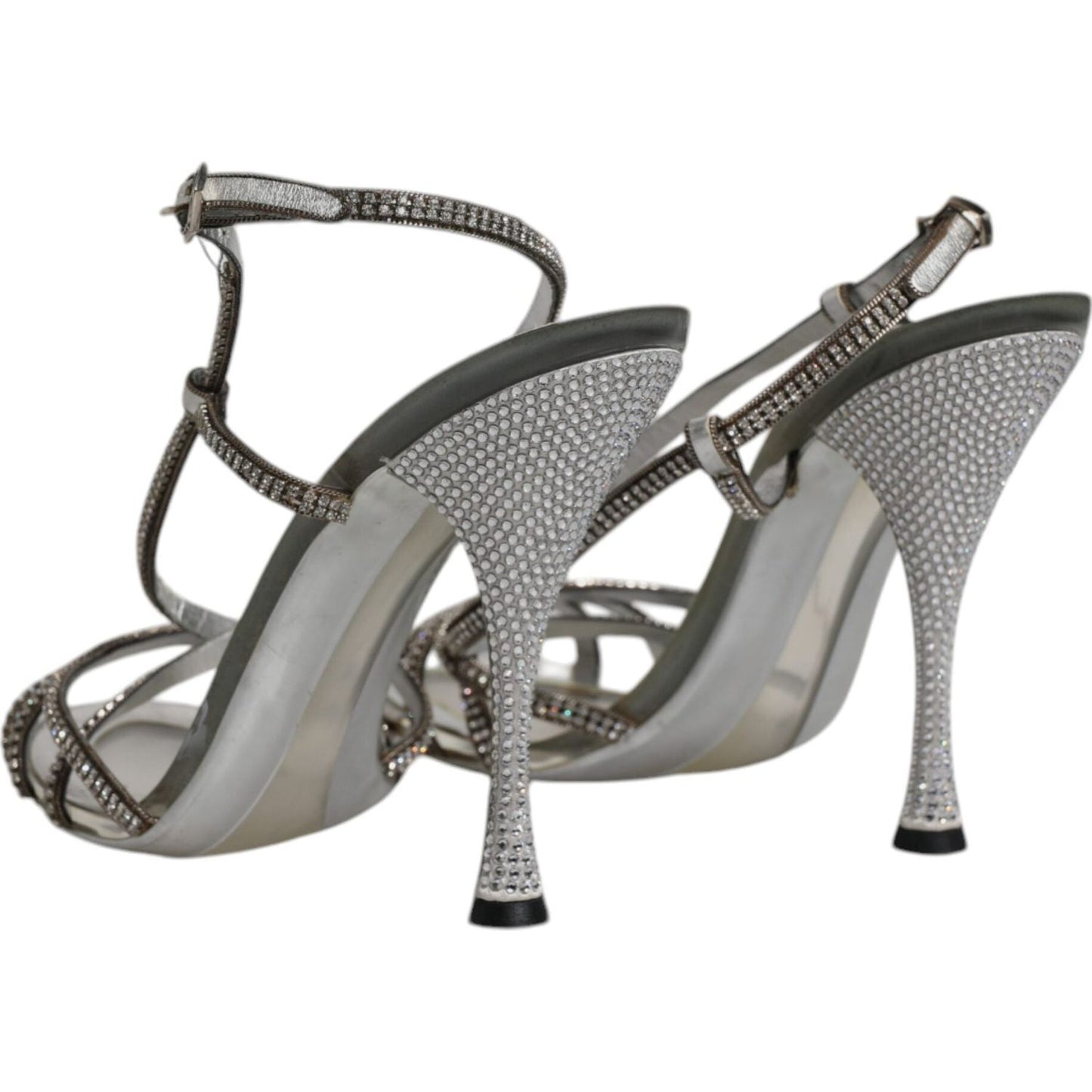 Dolce & Gabbana Silver Crystal Slingback KEIRA Sandals Shoes