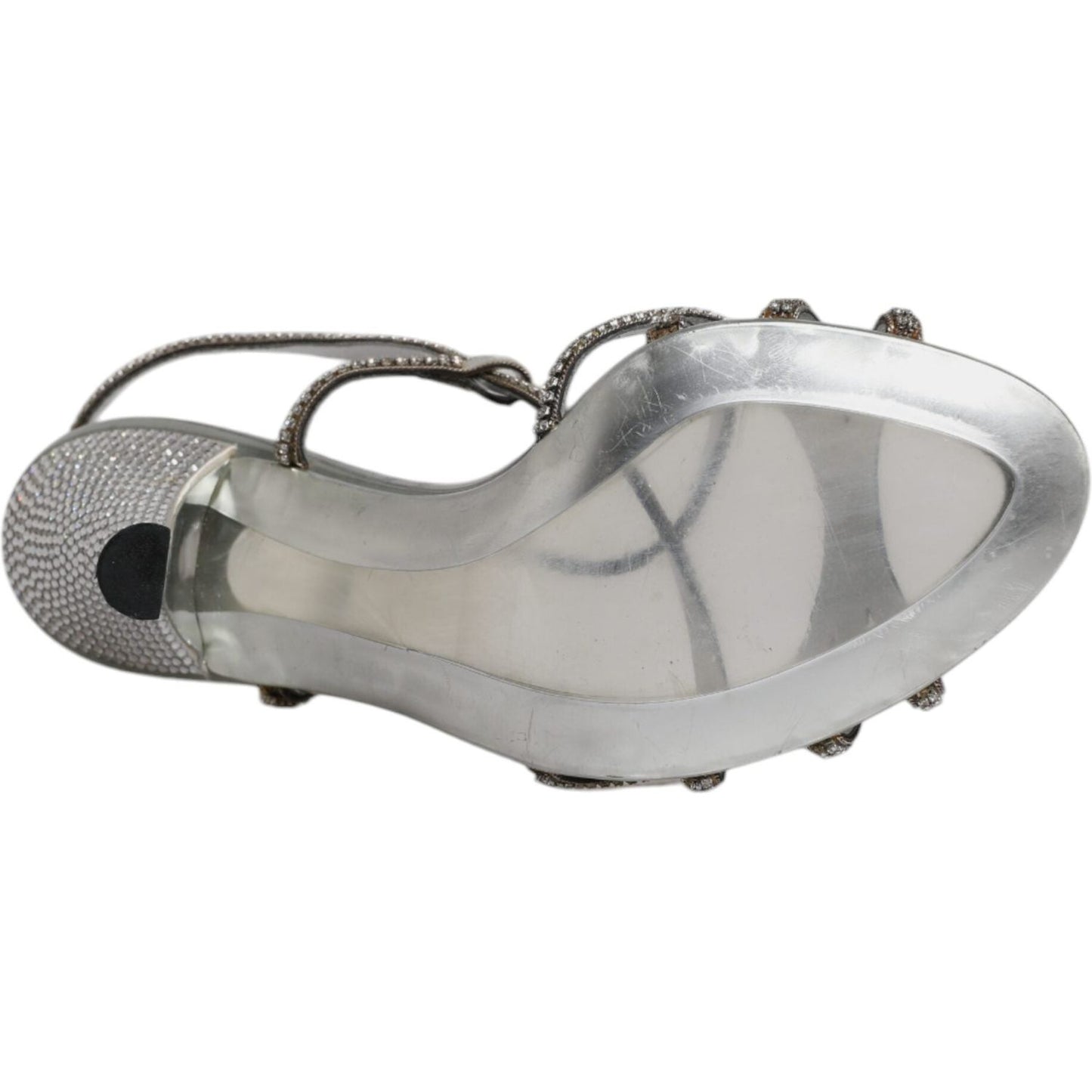 Dolce & Gabbana Silver Crystal Slingback KEIRA Sandals Shoes