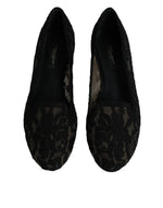 Dolce & Gabbana Black Taormina Lace Slip On Flats Shoes LA12060-37.5