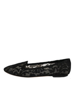 Dolce & Gabbana Black Taormina Lace Slip On Flats Shoes LA12060-37.5