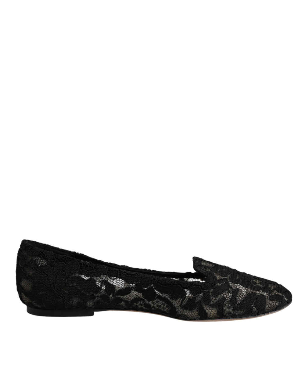 Dolce & Gabbana Black Taormina Lace Slip On Flats Shoes LA12060-37.5