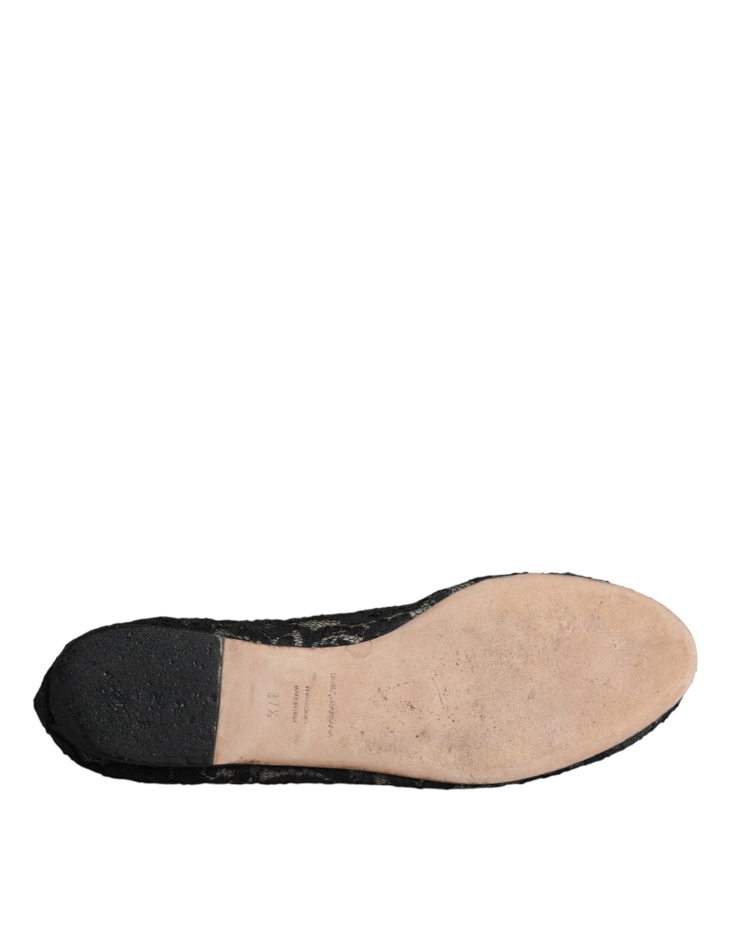 Dolce & Gabbana Black Taormina Lace Slip On Flats Shoes LA12060-37.5