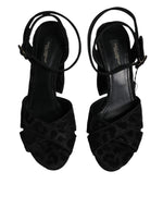 Dolce & Gabbana Black Leopard Platform Heels Sandals Shoes