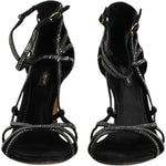 Dolce & Gabbana Black Strass Ankle Strap Heels Sandals Shoes LA12080-39