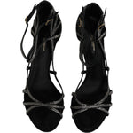 Dolce & Gabbana Black Strass Ankle Strap Heels Sandals Shoes LA12080-39