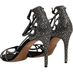 Dolce & Gabbana Black Strass Ankle Strap Heels Sandals Shoes LA12080-39