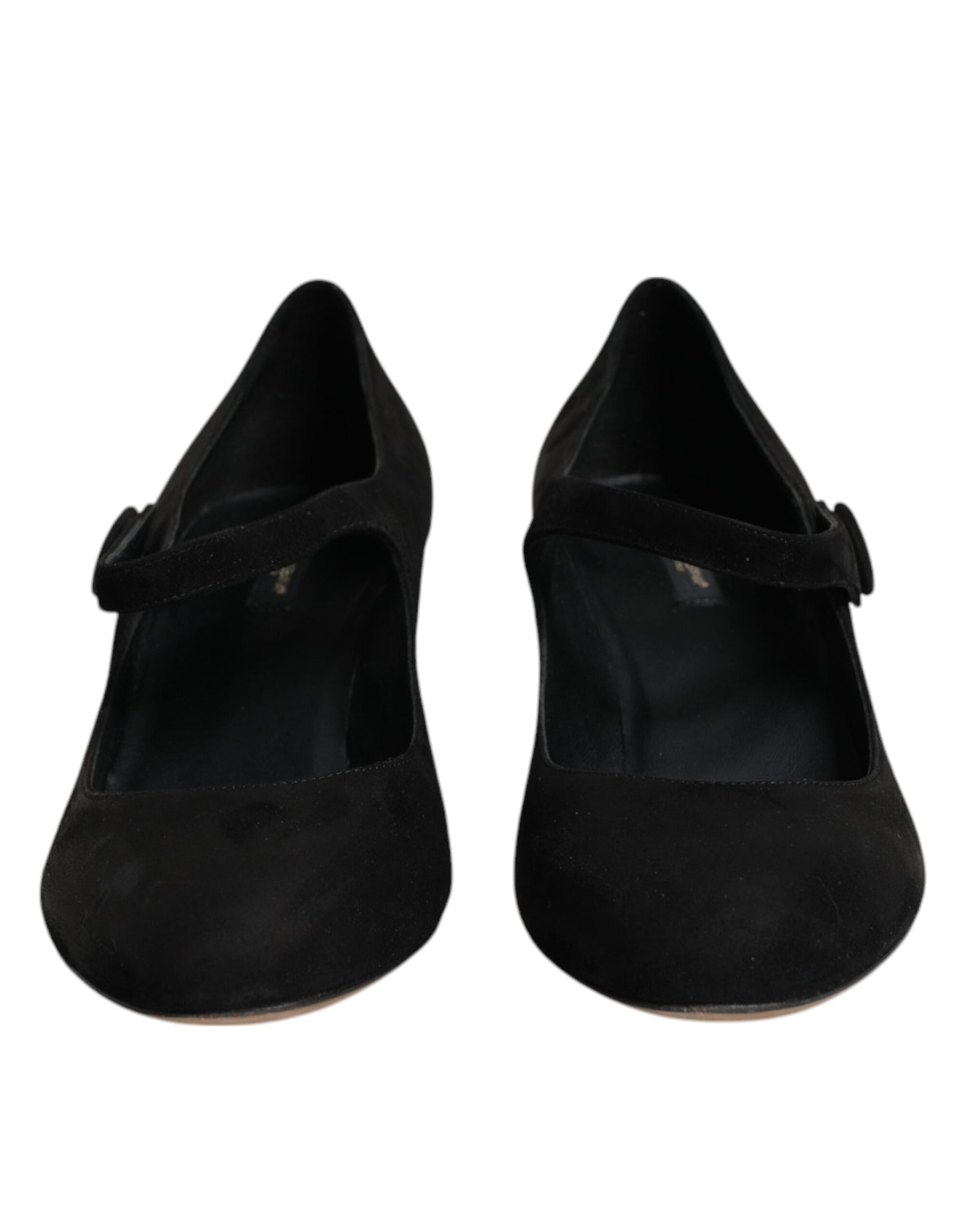 Dolce & Gabbana Black Suede Leather Block Heels Pumps Shoes LA12082-41