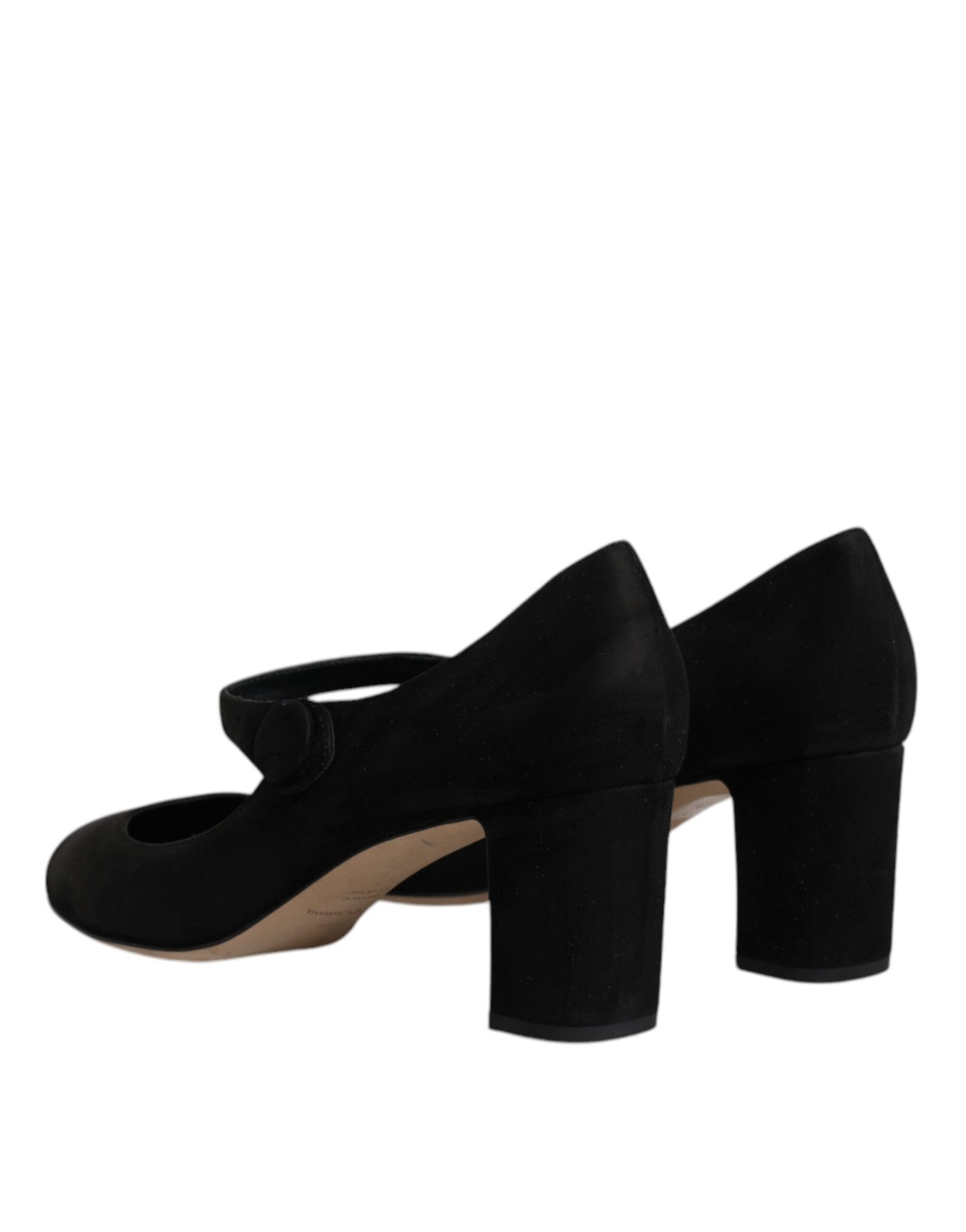 Dolce & Gabbana Black Suede Leather Block Heels Pumps Shoes LA12082-41