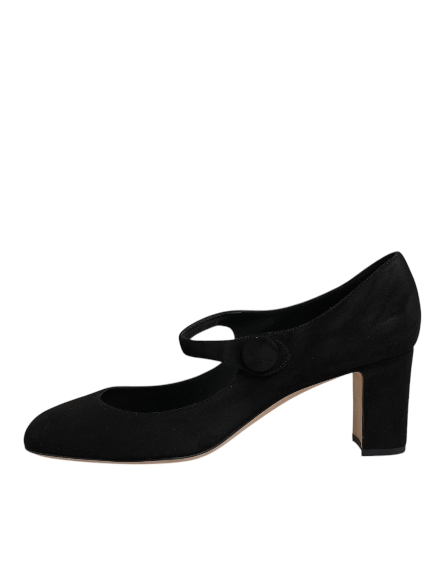 Dolce & Gabbana Black Suede Leather Block Heels Pumps Shoes LA12082-41