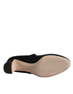 Dolce & Gabbana Black Suede Leather Block Heels Pumps Shoes LA12082-41