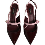 Dolce & Gabbana Pink Maroon Leather Kitten Heels Slingbacks Shoes
