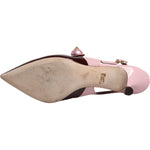 Dolce & Gabbana Pink Maroon Leather Kitten Heels Slingbacks Shoes