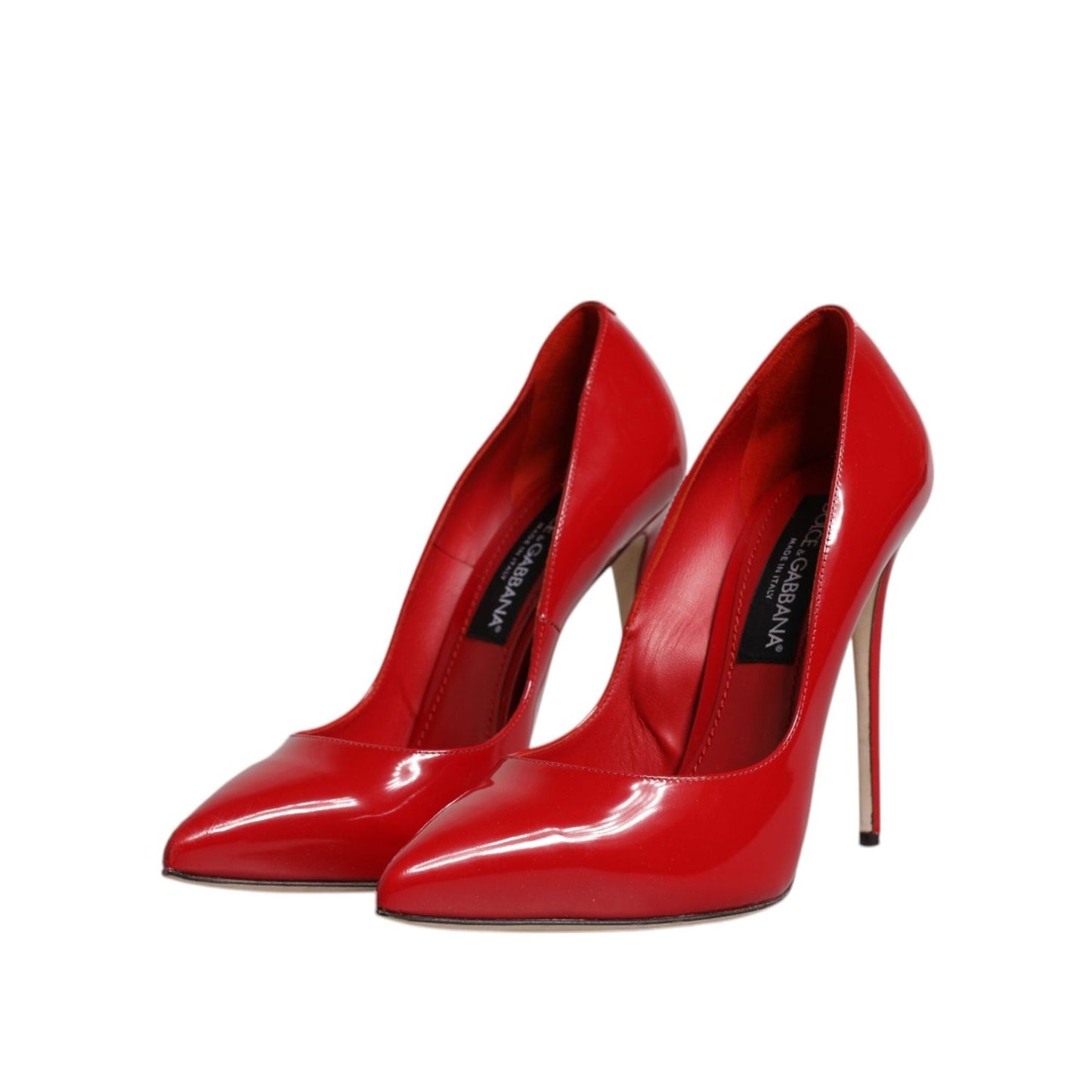 Dolce & Gabbana Red Patent Leather Stiletto Heels Pumps Shoes LA12086-38