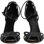 Dolce & Gabbana Black Strass Ankle Strap Heels Sandals Shoes LA12130-39
