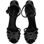 Dolce & Gabbana Black Strass Ankle Strap Heels Sandals Shoes LA12130-39