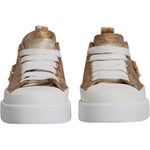 Dolce & Gabbana Gold White Logo Low Top Sneakers Shoes