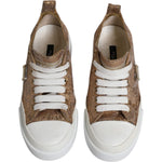 Dolce & Gabbana Gold White Logo Low Top Sneakers Shoes