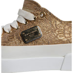 Dolce & Gabbana Gold White Logo Low Top Sneakers Shoes