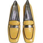 Dolce & Gabbana Yellow Leather Logo Plaque Slip On Mocassin Shoes
