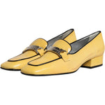 Dolce & Gabbana Yellow Leather Logo Plaque Slip On Mocassin Shoes