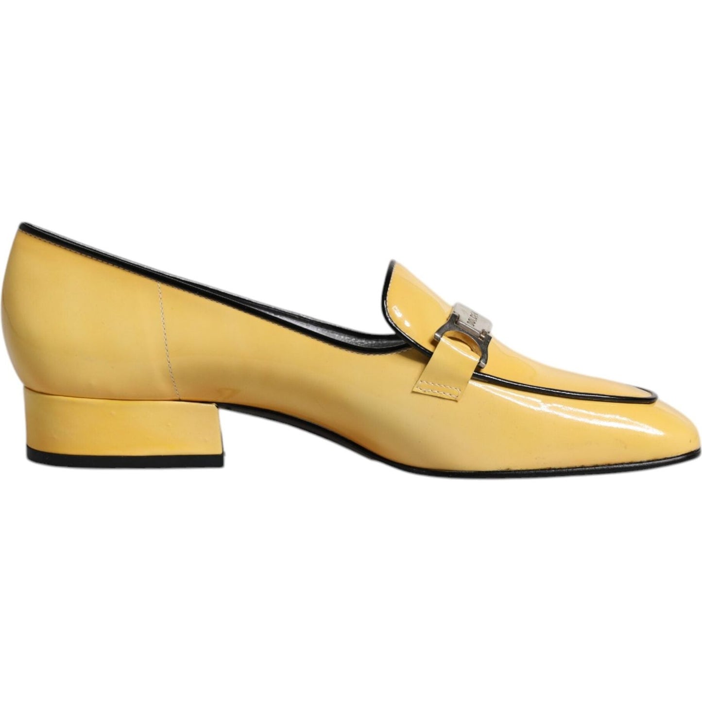 Dolce & Gabbana Yellow Leather Logo Plaque Slip On Mocassin Shoes