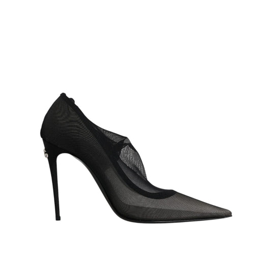 Dolce & Gabbana Black Viscose Mesh Sock Style Boots Shoes