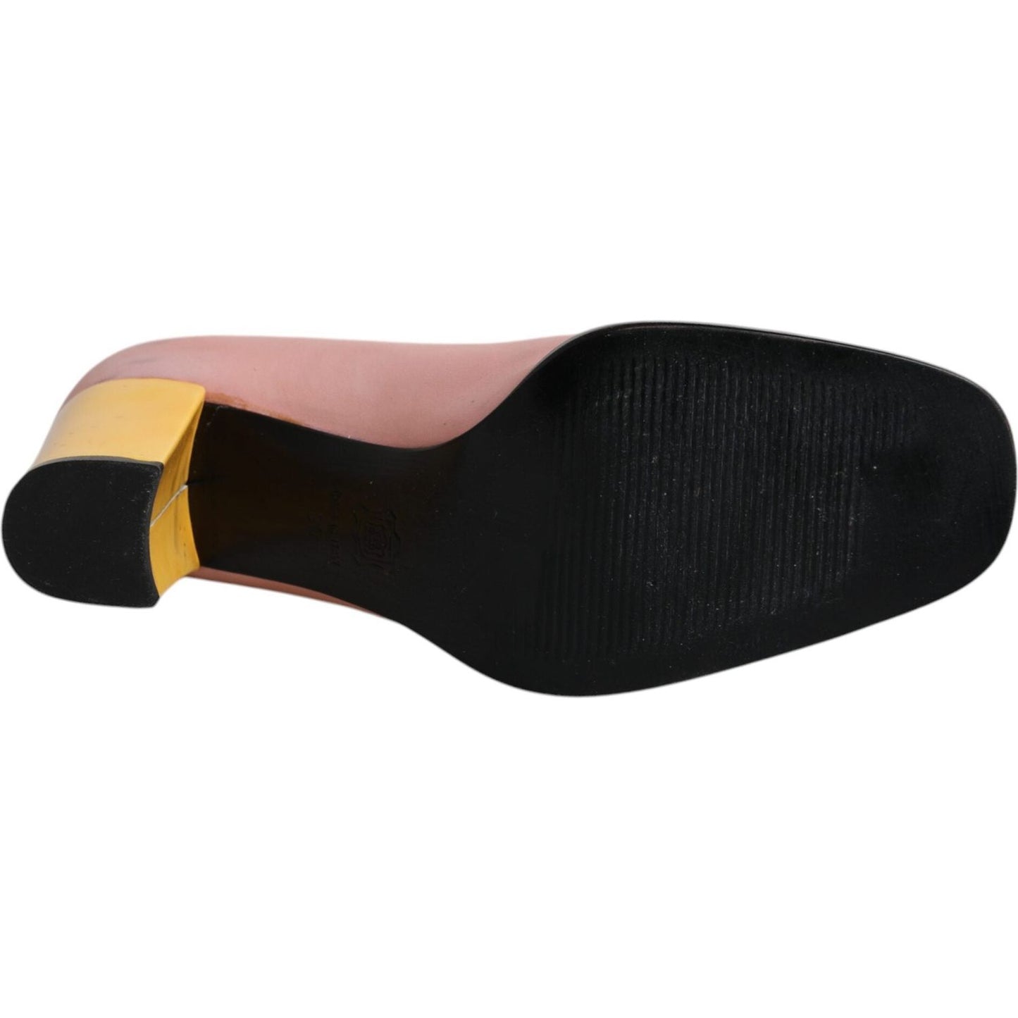 Dolce & Gabbana Pink Yellow Leather Block Heels Pumps Shoes