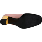 Dolce & Gabbana Pink Yellow Leather Block Heels Pumps Shoes
