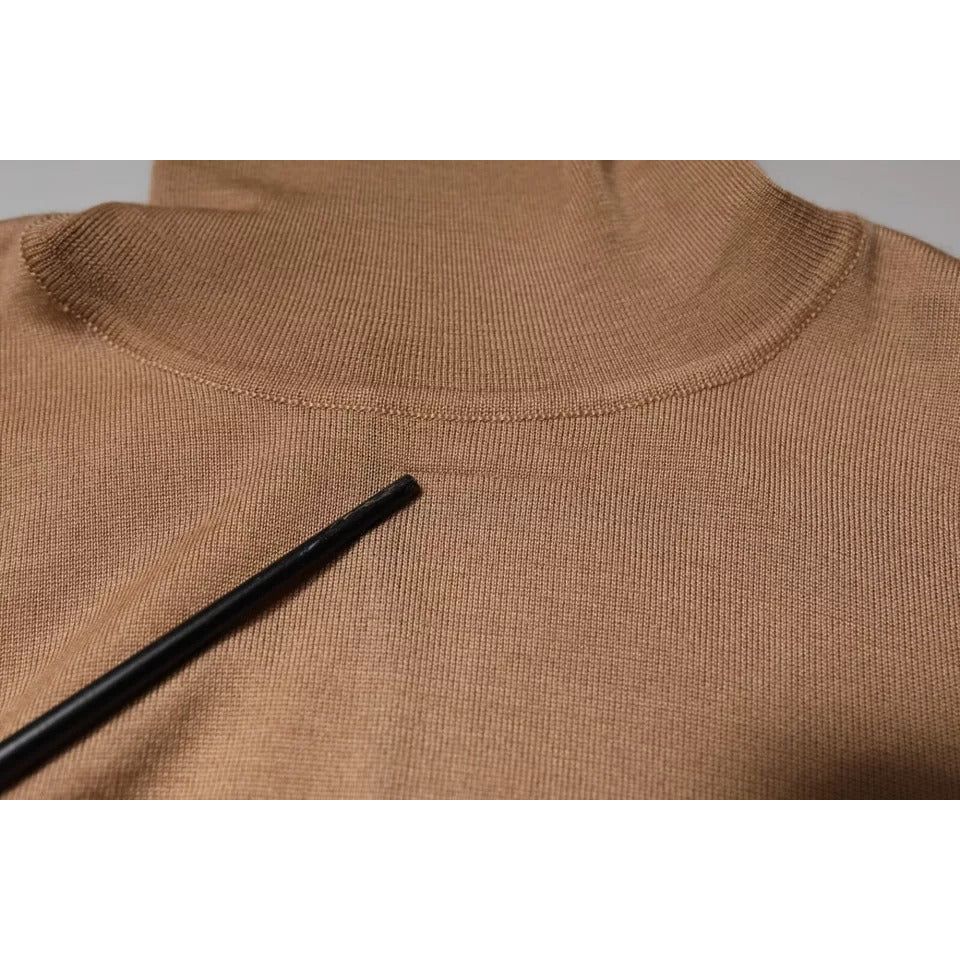 Dolce & Gabbana Brown Turtleneck Long Sleeve Pullover Sweater