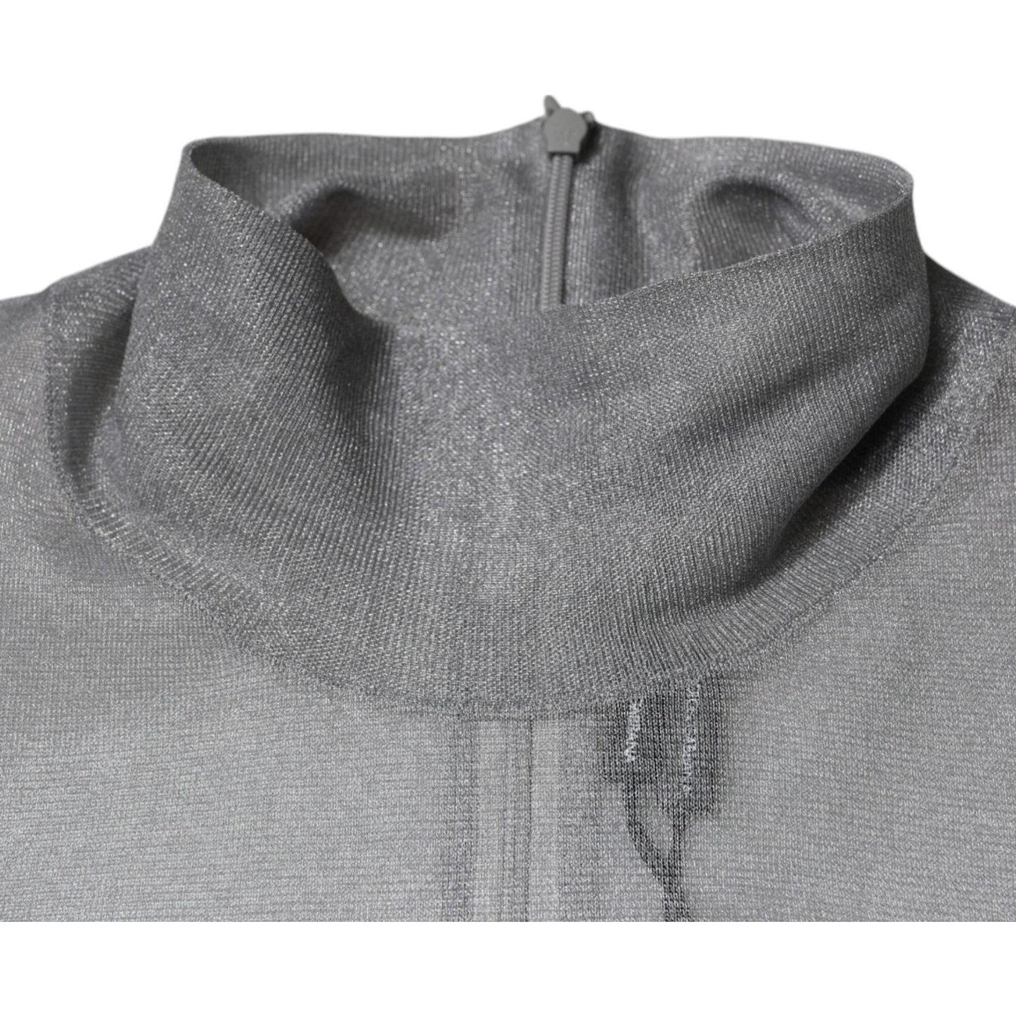 Dolce & Gabbana Grey Mesh Turtleneck Long Sleeve Blouse Top