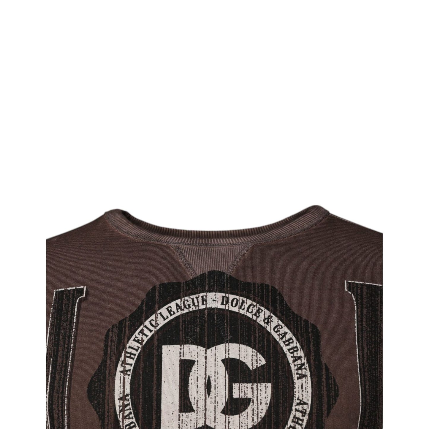 Dolce & Gabbana Brown Logo Print Crew Neck Pullover Sweater