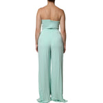 Elisabetta Franchi Mint Green One Shoulder Long Jumpsuit Dress