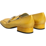 Dolce & Gabbana Yellow Leather Logo Plaque Slip On Mocassin Shoes