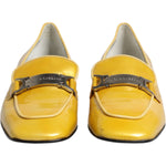 Dolce & Gabbana Yellow Leather Logo Plaque Slip On Mocassin Shoes