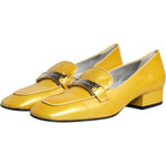 Dolce & Gabbana Yellow Leather Logo Plaque Slip On Mocassin Shoes