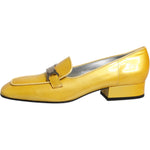 Dolce & Gabbana Yellow Leather Logo Plaque Slip On Mocassin Shoes